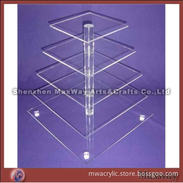 Clear Square Promotional Acrylic 5 Tiers Tower Birthday Party Cup Cake Display Stand Rack